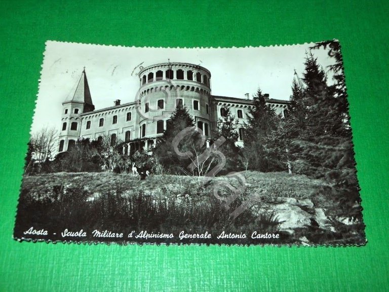 Cartolina Aosta - Scuola Militare d' Alpinismo Generale Antonio Cantore …