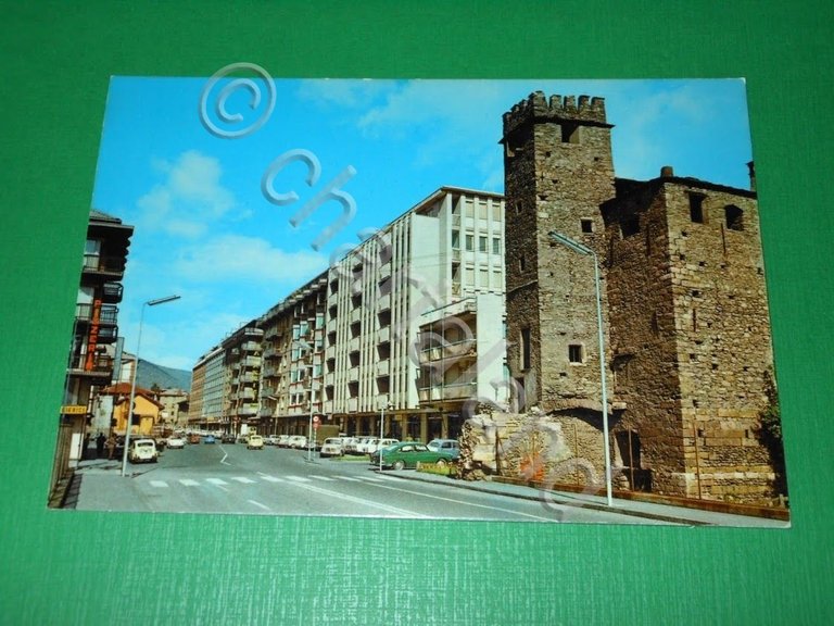 Cartolina Aosta - Via Festaz - Torre del Lebbroso 1960 …