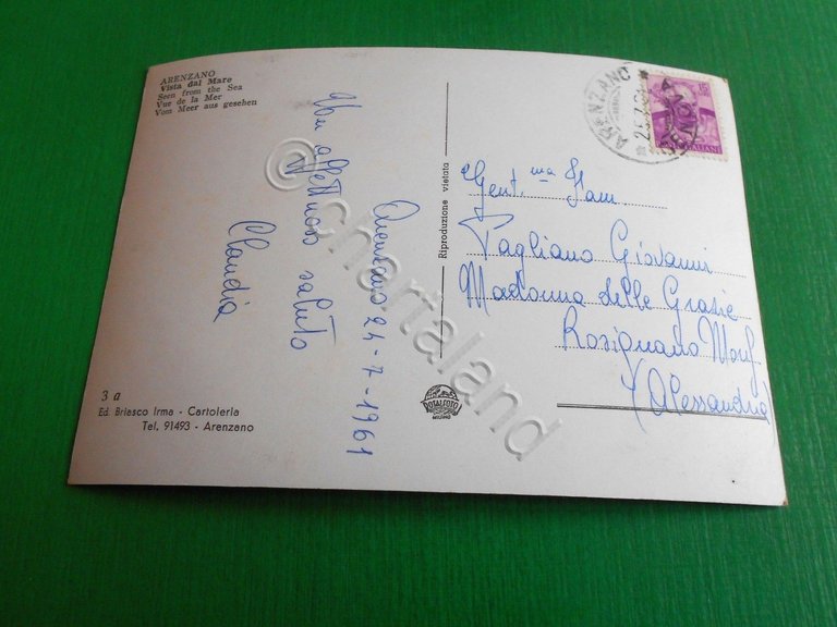 Cartolina Arenzano vista dal mare 1961