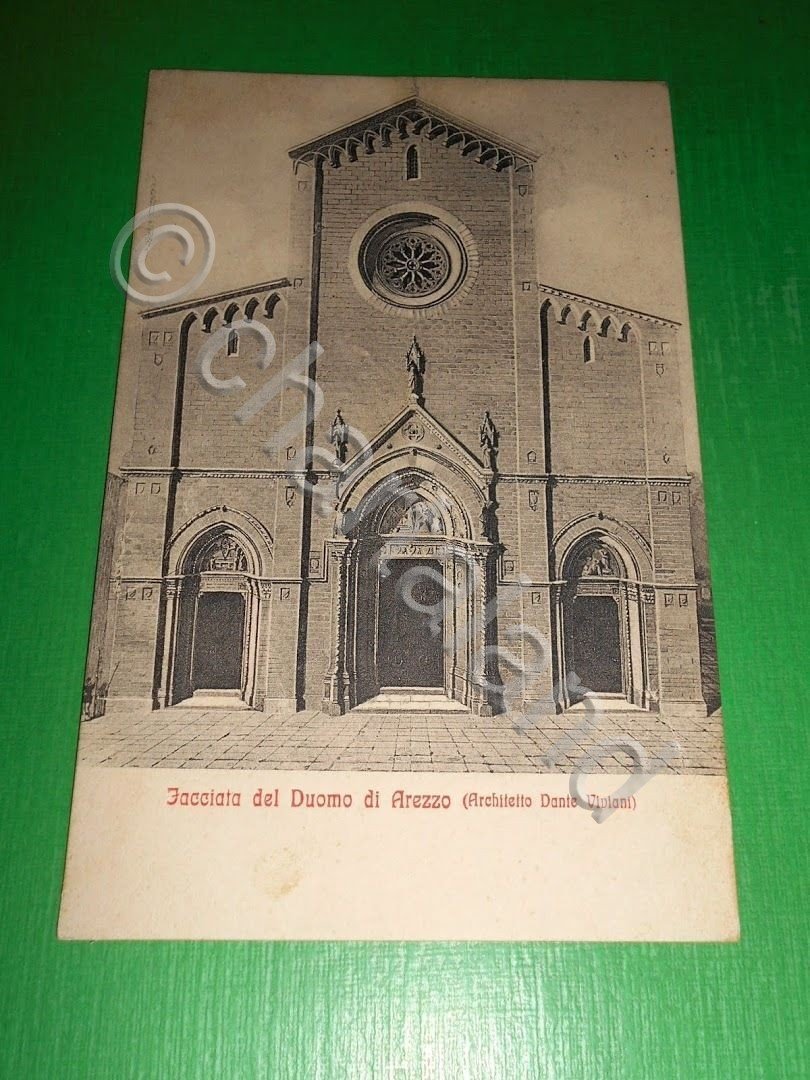 Cartolina Arezzo - Facciata del Duomo 1914.