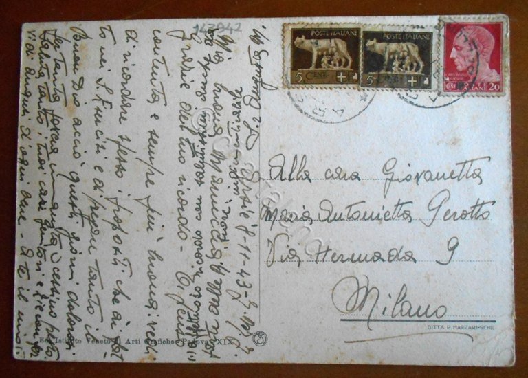 Cartolina Arsie' - Opere parrocchiali - 1943