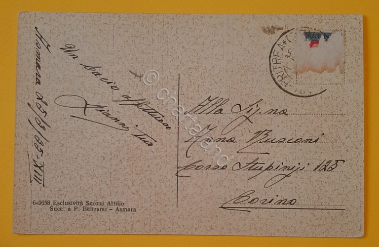 Cartolina Asmara - Circolo Ufficiale - 1935