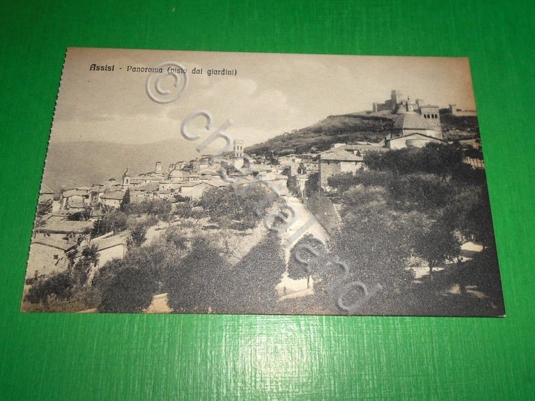 Cartolina Assisi - Panorama visto dai giardini 1920 ca