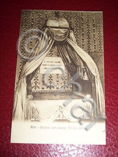 Cartolina Asti - Camera di Vittorio Alfieri 1934