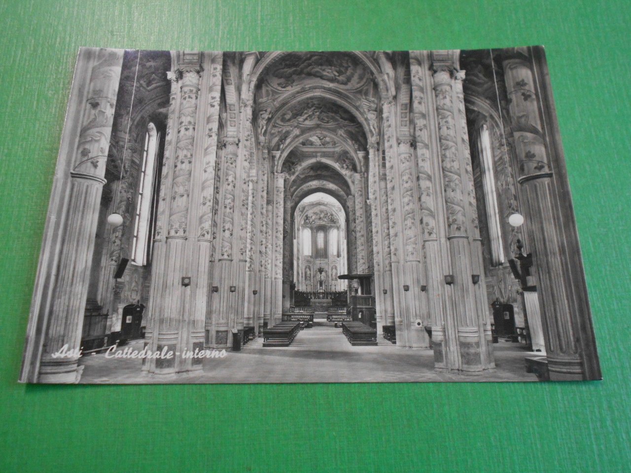 Cartolina Asti - Cattedrale - Interno 1955 ca.