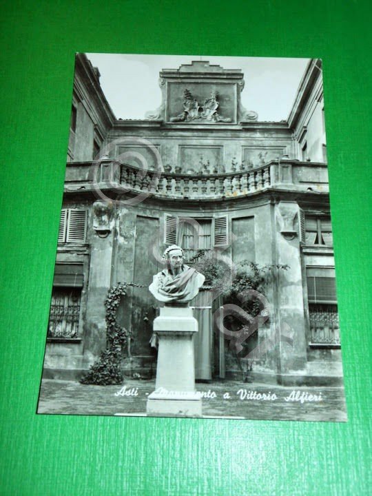 Cartolina Asti - Monumento a Vittorio Alfieri 1955 ca.