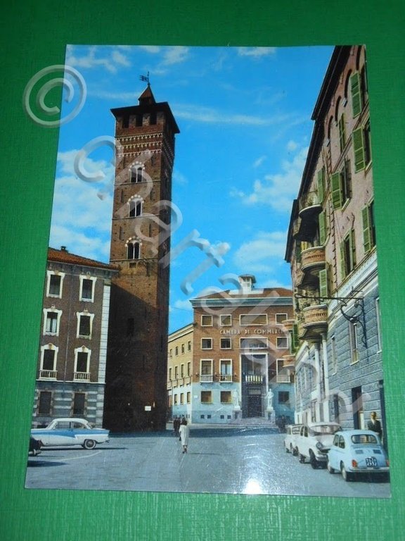 Cartolina Asti - Piazza Medici - Torre Troiana 1965.