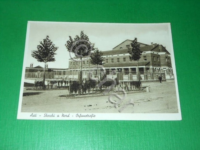 Cartolina Asti - Sbocchi a Nord - Orfanotrofio 1934