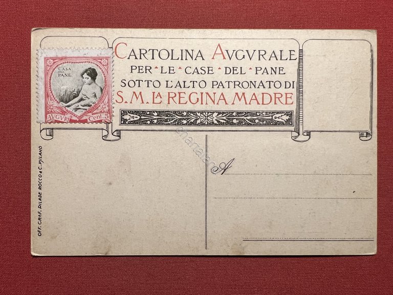 Cartolina Augurale - Margherita di Savoia Augusta Patrona delle Case …