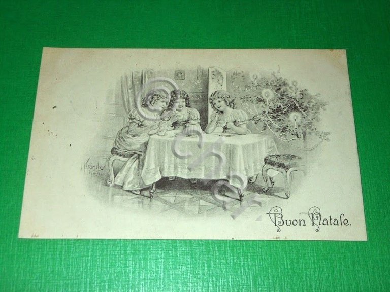 Cartolina Augurale Buon Natale - Illustratore Kranzle 1912.