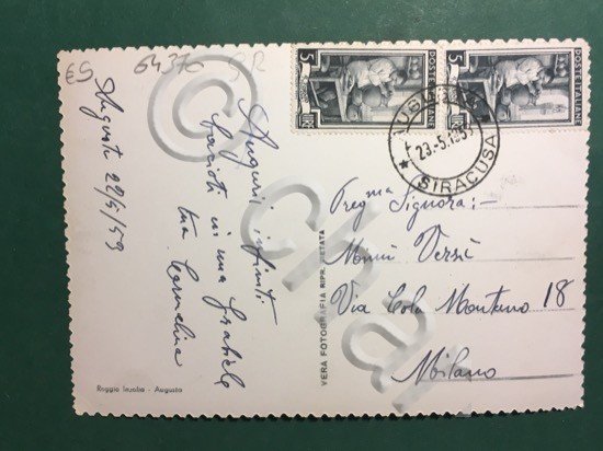 Cartolina Augusta - Marmist - 1959