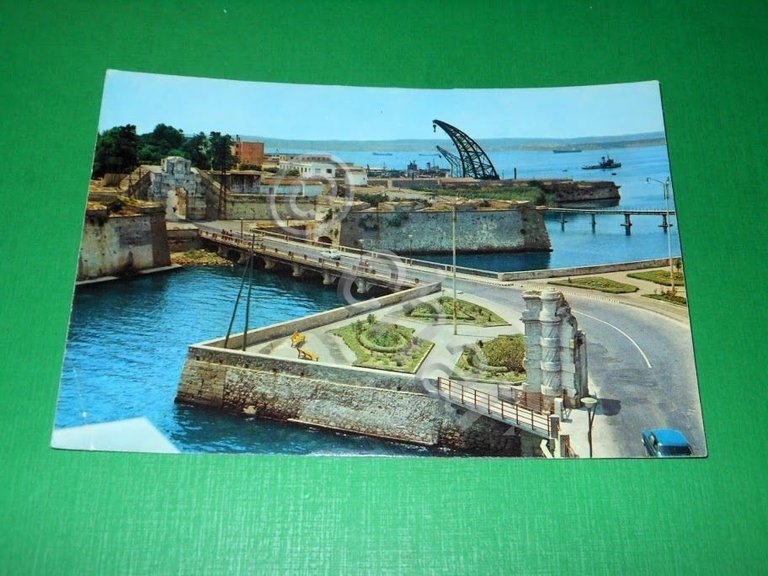 Cartolina Augusta - Ponte spagnolo e antiche fortificazioni 1966