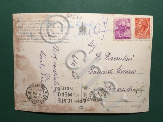 Cartolina Autodromo Nazionale di Monza - Prima Curva di Lesmo …