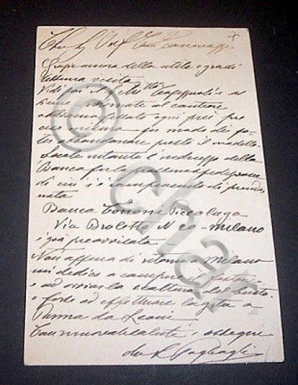 Cartolina Autografo Lodovico Pogliaghi scultore porte Duomo Milano - 1930