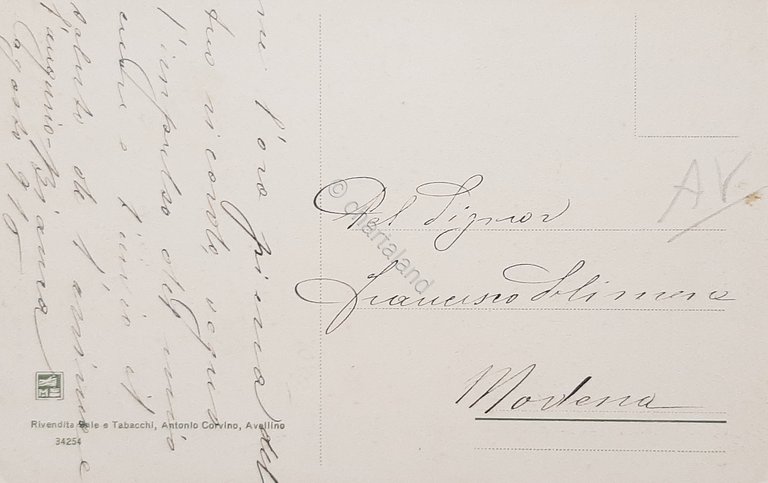 Cartolina Avellino - Casa Comunale e via Mancini - 1918