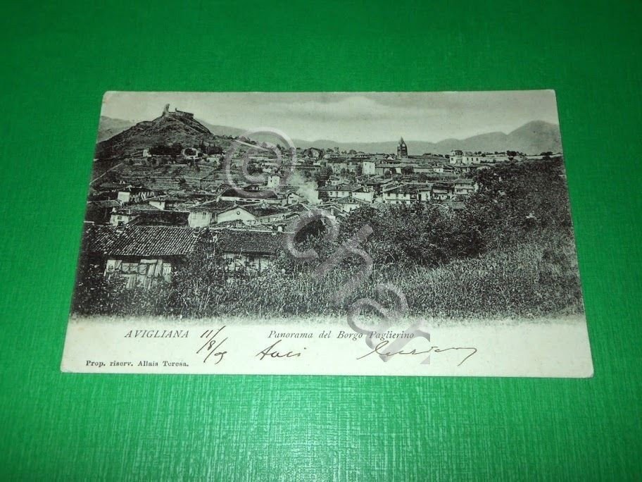 Cartolina Avigliana - Panorama del Borgo Paglierino 1905.