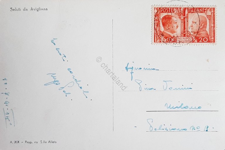 Cartolina Avigliana - Villa S. Agostino - 1940