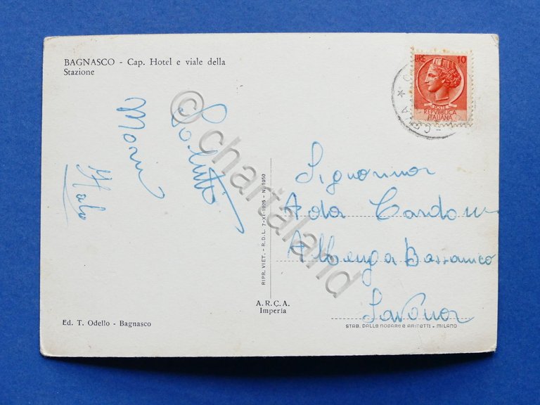 Cartolina Bagnasco - Cap. Hotel e Viale della Stazione - …