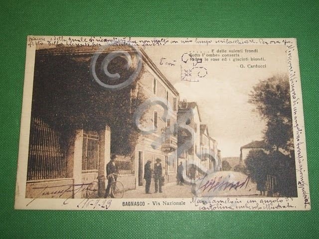 Cartolina Bagnasco ( Cuneo ) - Via Nazionale 1923.