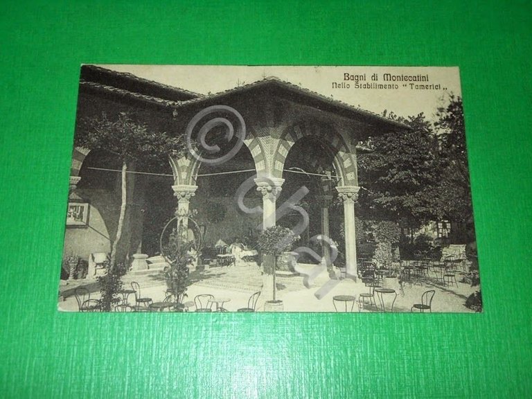 Cartolina Bagni di Montecatini - Nello Stabilimento Tamerici 1912