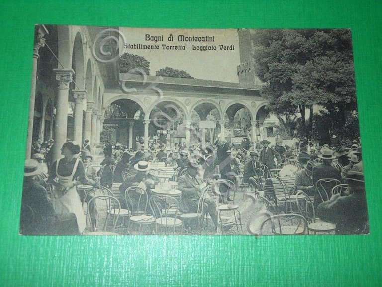 Cartolina Bagni di Montecatini - Stabilimento Torretta - Loggiato Verdi …