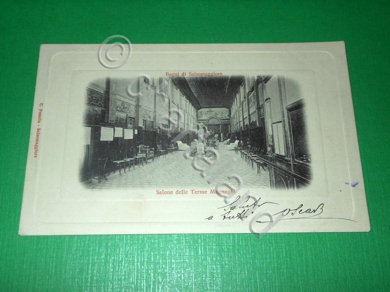 Cartolina Bagni di Salsomaggiore - Salone delle Terme Magnaghi 1904