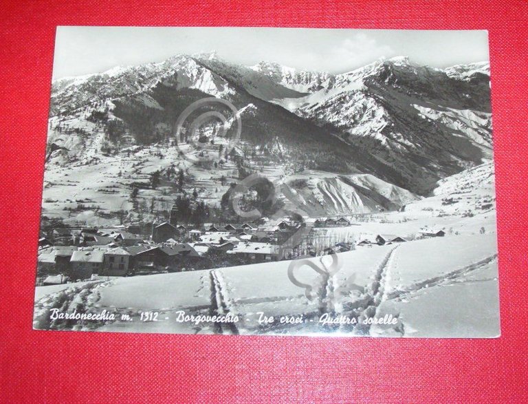 Cartolina Bardonecchia - Borgovecchio - Tre Croci 1957