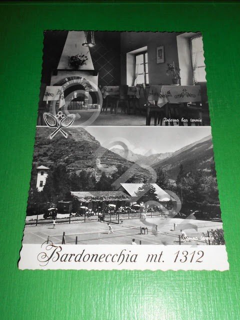 Cartolina Bardonecchia - Interno Bar Tennis - Campo Tennis 1950 …