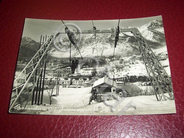 Cartolina Bardonecchia - Partenza seggiovia del Jafferau 1961