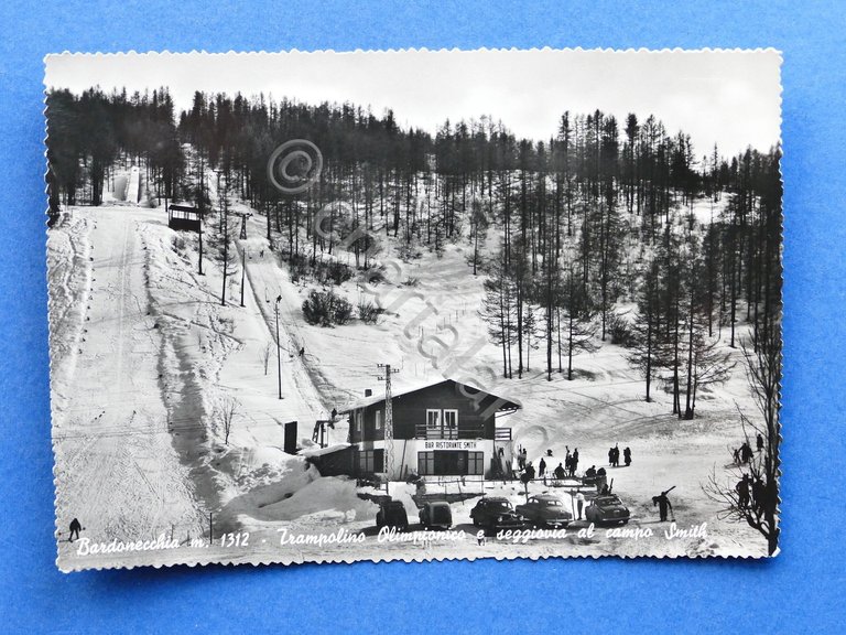 Cartolina Bardonecchia - Trampolino Olimpionico e seggiovia - 1955 ca.
