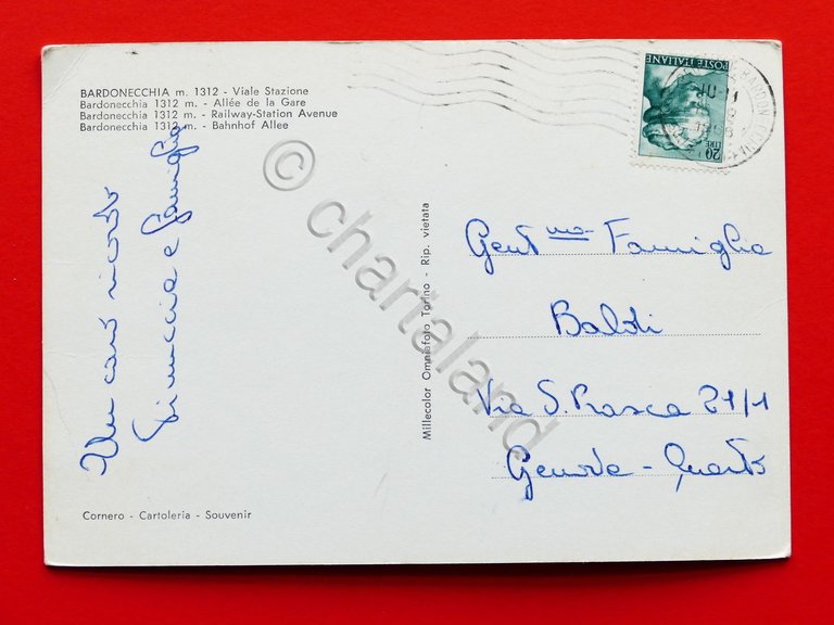 Cartolina Bardonecchia - Viale Stazione - 1968