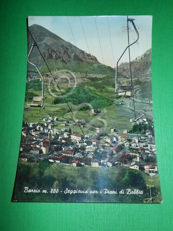 Cartolina Barzio - Seggiovia per i Piani di Bobbio 1959.