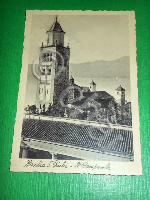 Cartolina Basilica San Giulio - Il Campanile 1940 ca.