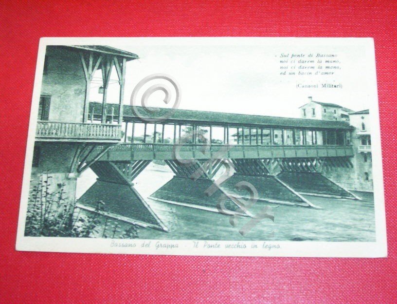 Cartolina Bassano del Grappa - Ponte vecchio 1948.
