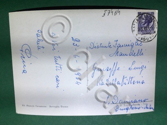 Cartolina Battaglia Terme - Viale S. Elena - 1964