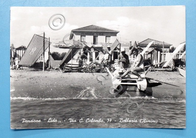 Cartolina Bellaria - Pensione Lido - 1956