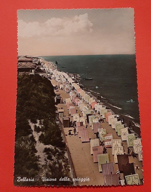 Cartolina Bellaria - Visione della Spiaggia - 1954