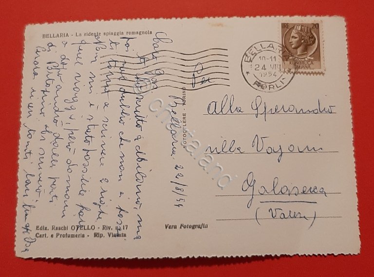 Cartolina Bellaria - Visione della Spiaggia - 1954