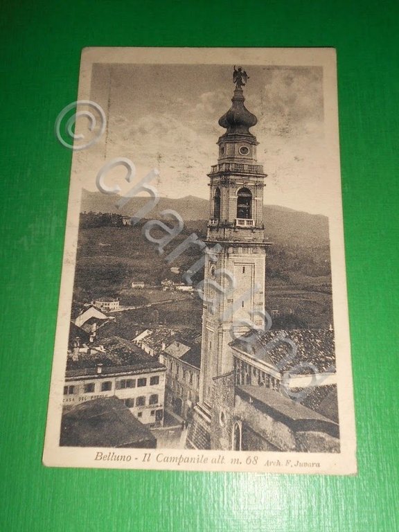 Cartolina Belluno - Il Campanile 1925 ca