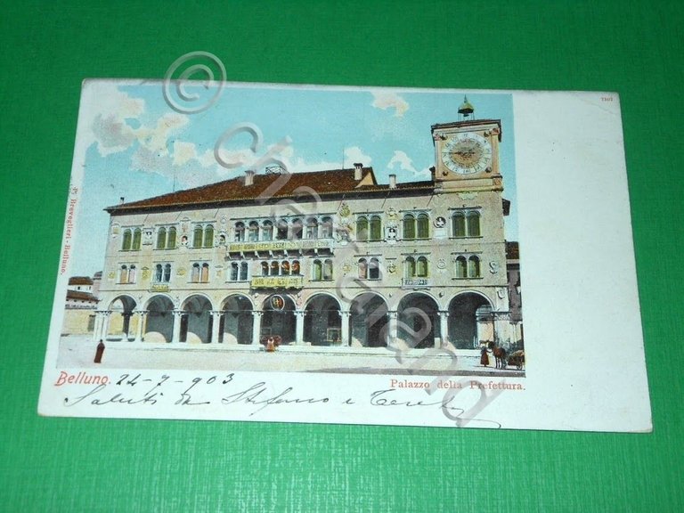 Cartolina Belluno - Palazzo della Prefettura 1903