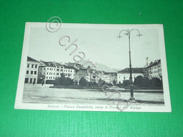 Cartolina Belluno - Piazza Campitello verso le Prealpi dell' Alpago …
