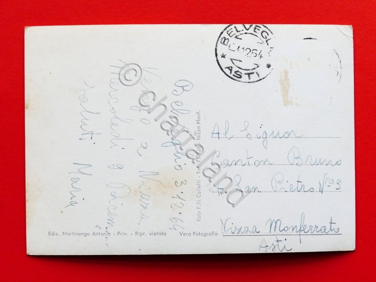 Cartolina Belveglio d'Asti - Il Castello Belvedere - 1964