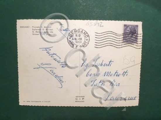 Cartolina Bergamo - Piazzale G. Marconi - 1958