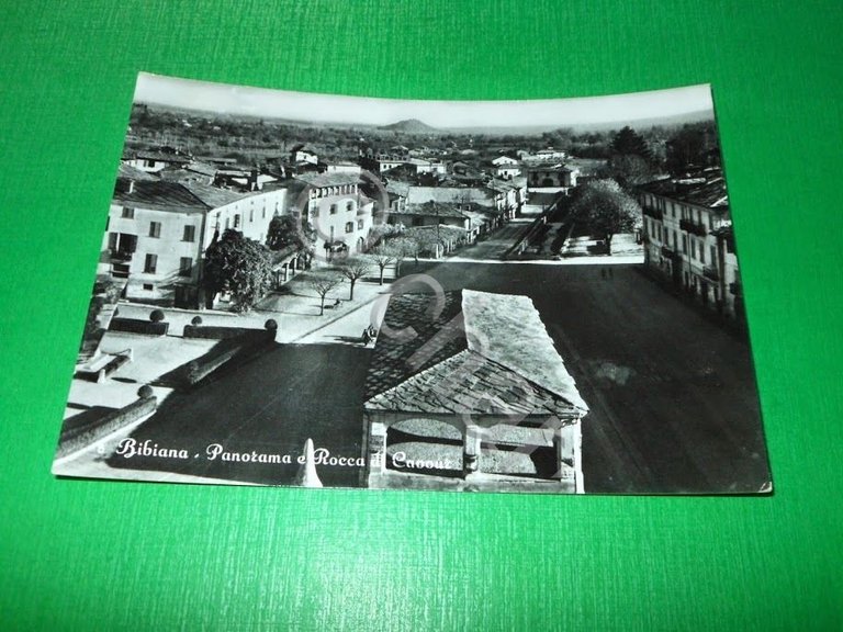 Cartolina Bibiana - Panorama e Rocca di Cavour 1962