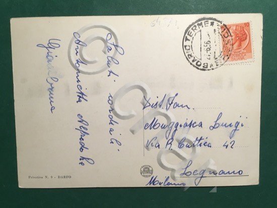 Cartolina Boario Terme - Privativa n 1 - 1956