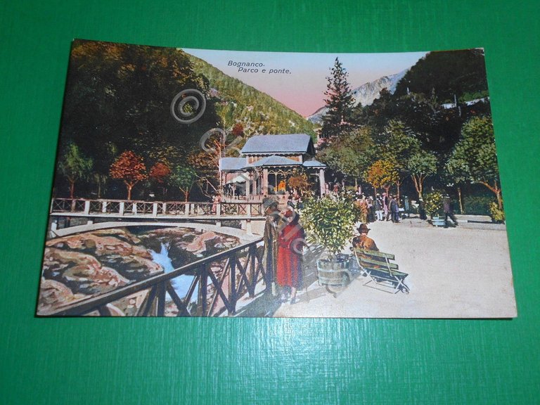 Cartolina Bognanco - Parco e ponte 1920 ca