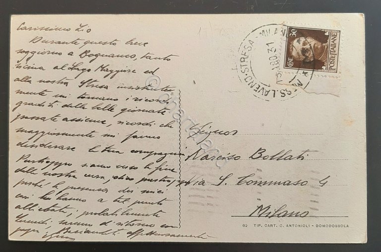 Cartolina Bognanco Acque - Fonte S. Lorenzo - 1931