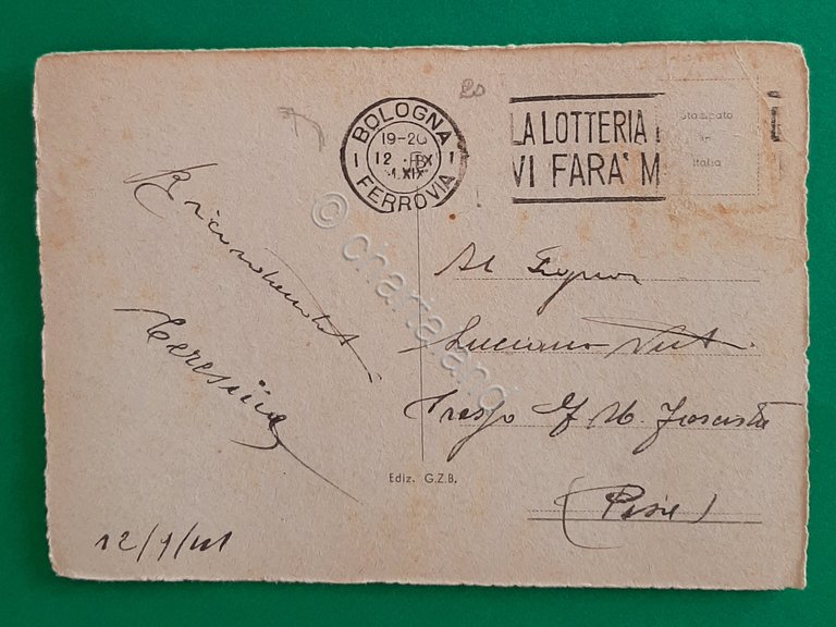 Cartolina Bologna - Palazzo Re Enzo - 1941