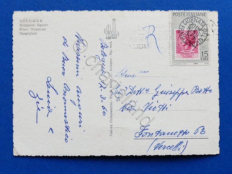 Cartolina Bologna - Piazza Maggiore - 1960