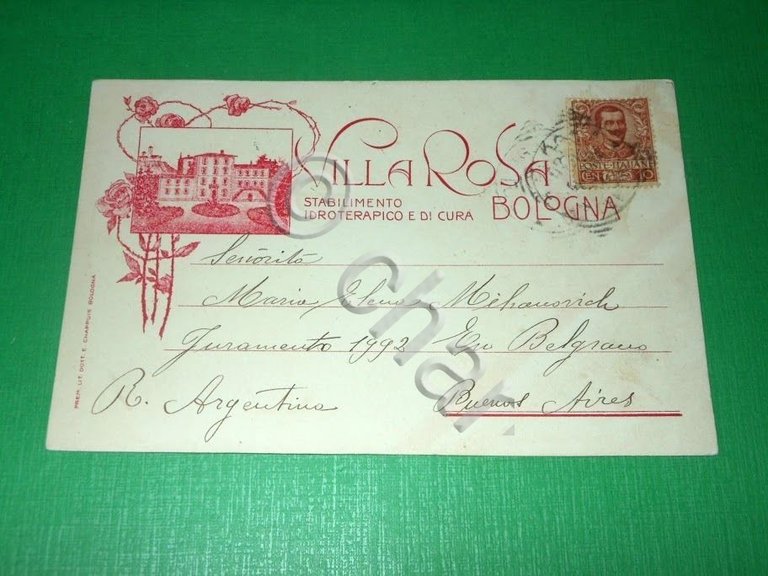 Cartolina Bologna - Stabilimento Idroterapico di Cura Villa Rosa 1902